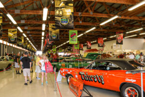 Building T featuring a display of MOPAR Performance vehicles in 2019.